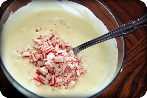 melted white chocolate peppermint