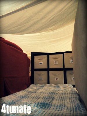 inside a homemade fort