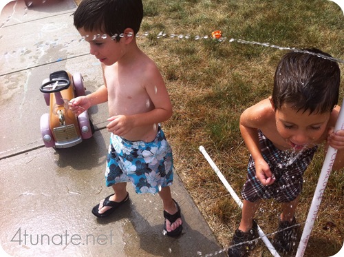 drinking water from sprinkler