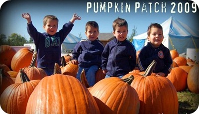 pumpkin patch with quadruplets 2009