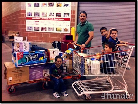 shopping at costco with a large family