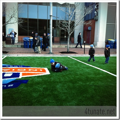 Playing on the Field at Super Bowl Village Indianapolis