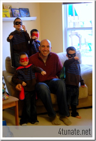 boys superhero party with a real superhero