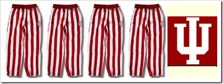 iu uniforms candy stripes and logo