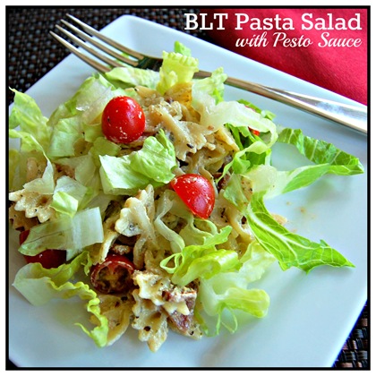 blt pasta salad with pesto sauce pinterest