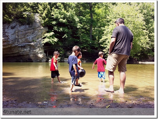 wading at turkey run state park 