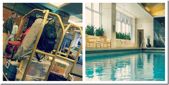 embassy suites hotel ammenities and pool collage