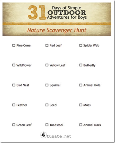 nature scavenger hunt printable list