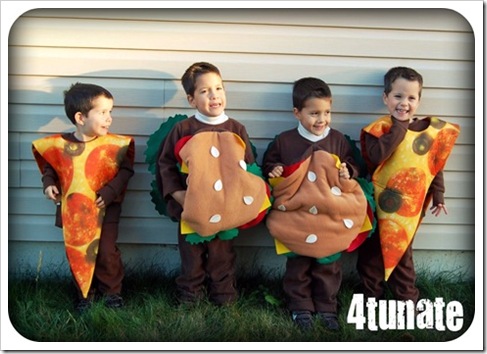 little heart attacks pizza and cheeseburger costumes