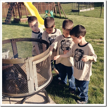 making s'mores on a firepit