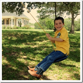 homemade swing from a live oak tree