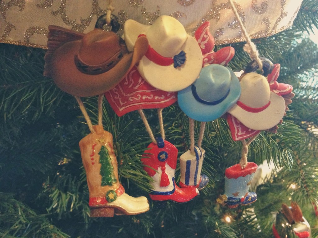 four cowboy christmas ornament