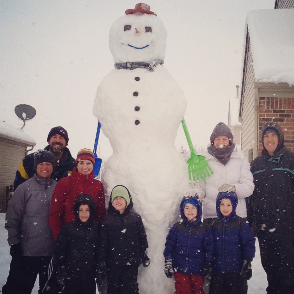 ten foot snowman built by kids